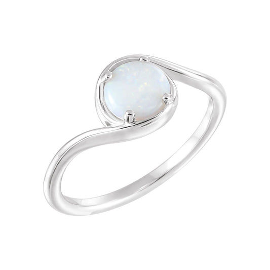 Sterling Silver Natural White Opal Bypass Ring