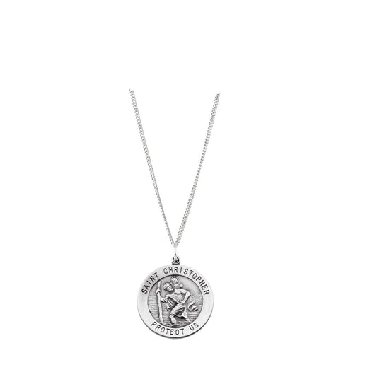 Sterling Silver St. Christopher Medal 18” Necklace