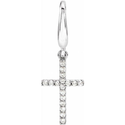 14K White Gold .08 CTW Natural Diamond Cross Charm/Pendant