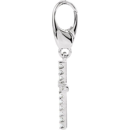 14K White Gold .08 CTW Natural Diamond Cross Charm/Pendant