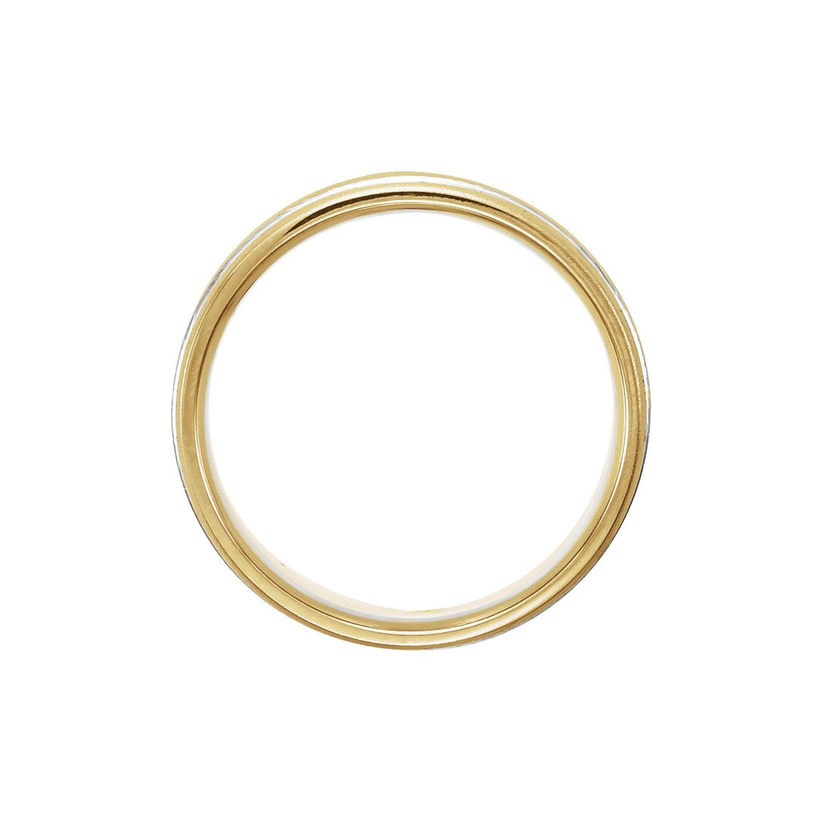 10K Yellow/White Gold Grooved Comfort-Fit Half Round Band