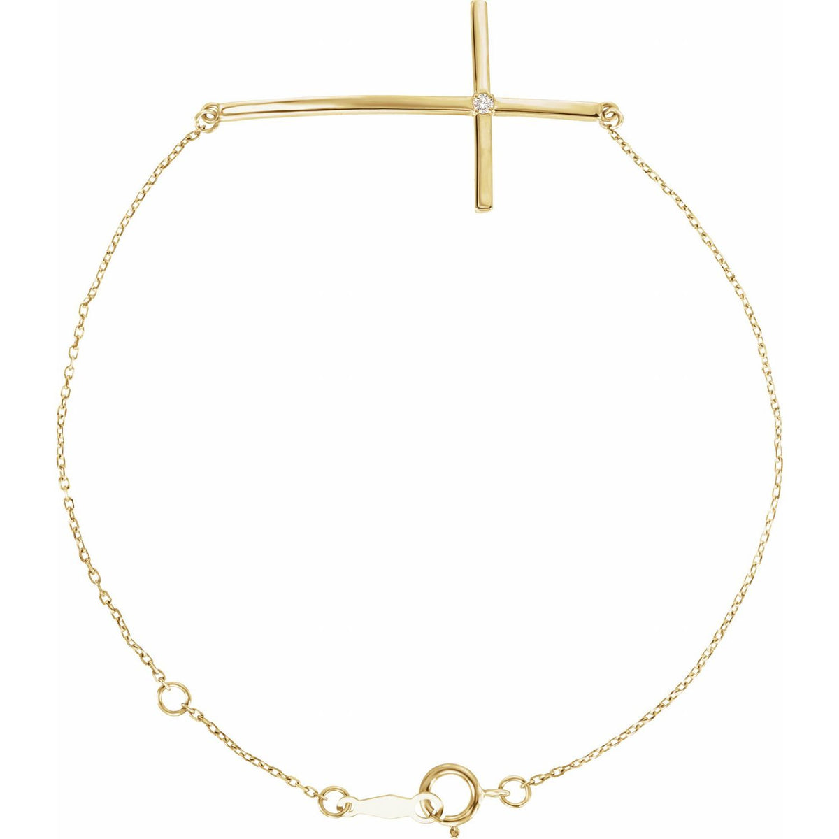 .02 CT Natural Diamond Sideways Cross 7-8" Bracelet