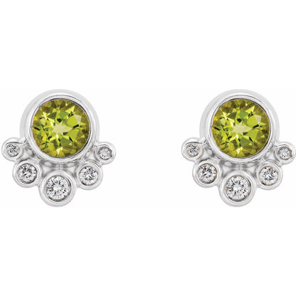14K White Gold Natural Aquamarine & 1/8 CTW Natural Diamond Earrings, 9.8 mm x 10 mm