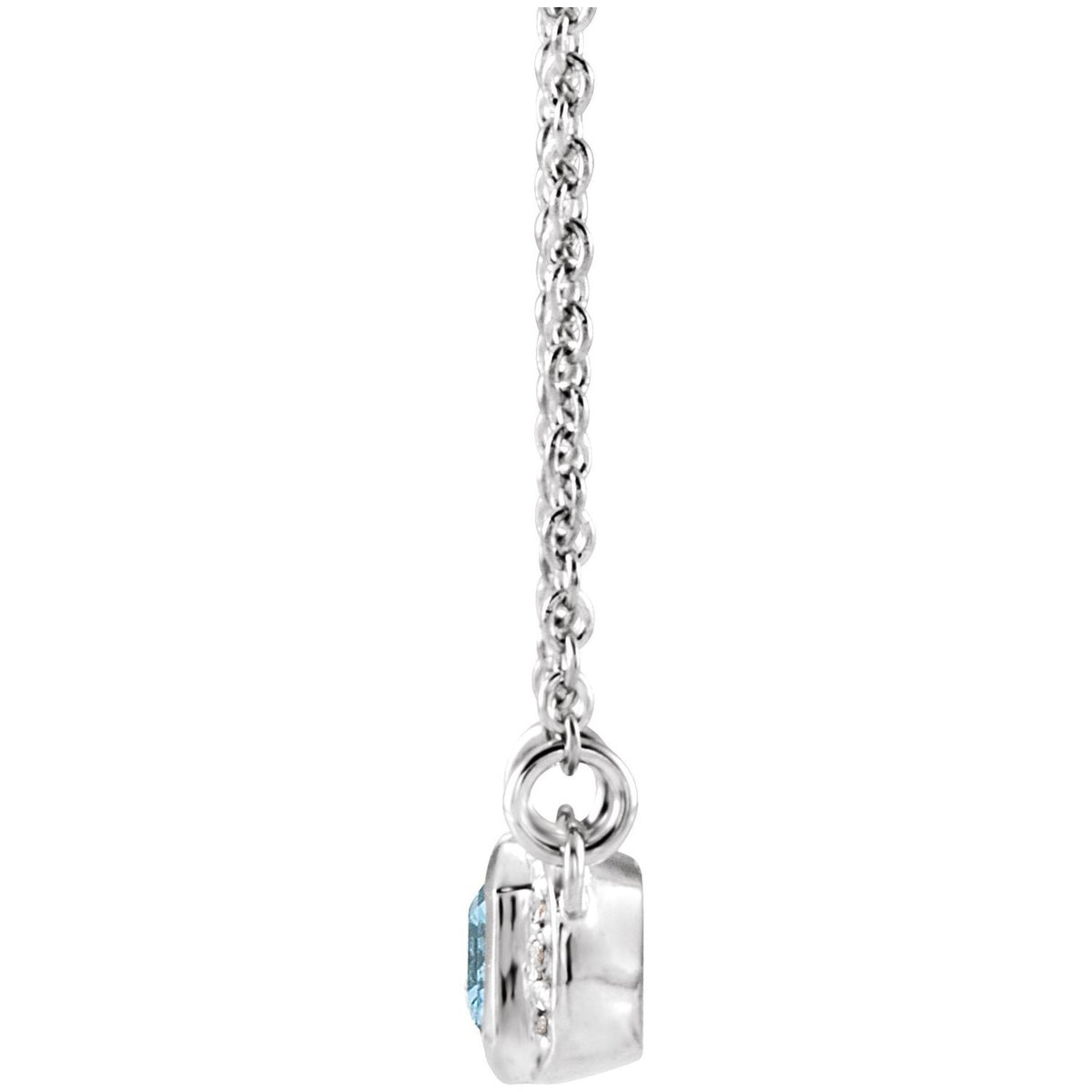 14K White Gold Natural Aquamarine & .02 CTW Natural Diamond Bar 16" Necklace