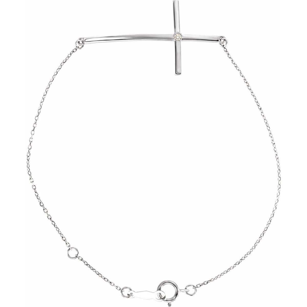 .02 CT Natural Diamond Sideways Cross 7-8" Bracelet