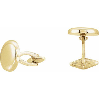14K Yellow Gold Round Cuff Links