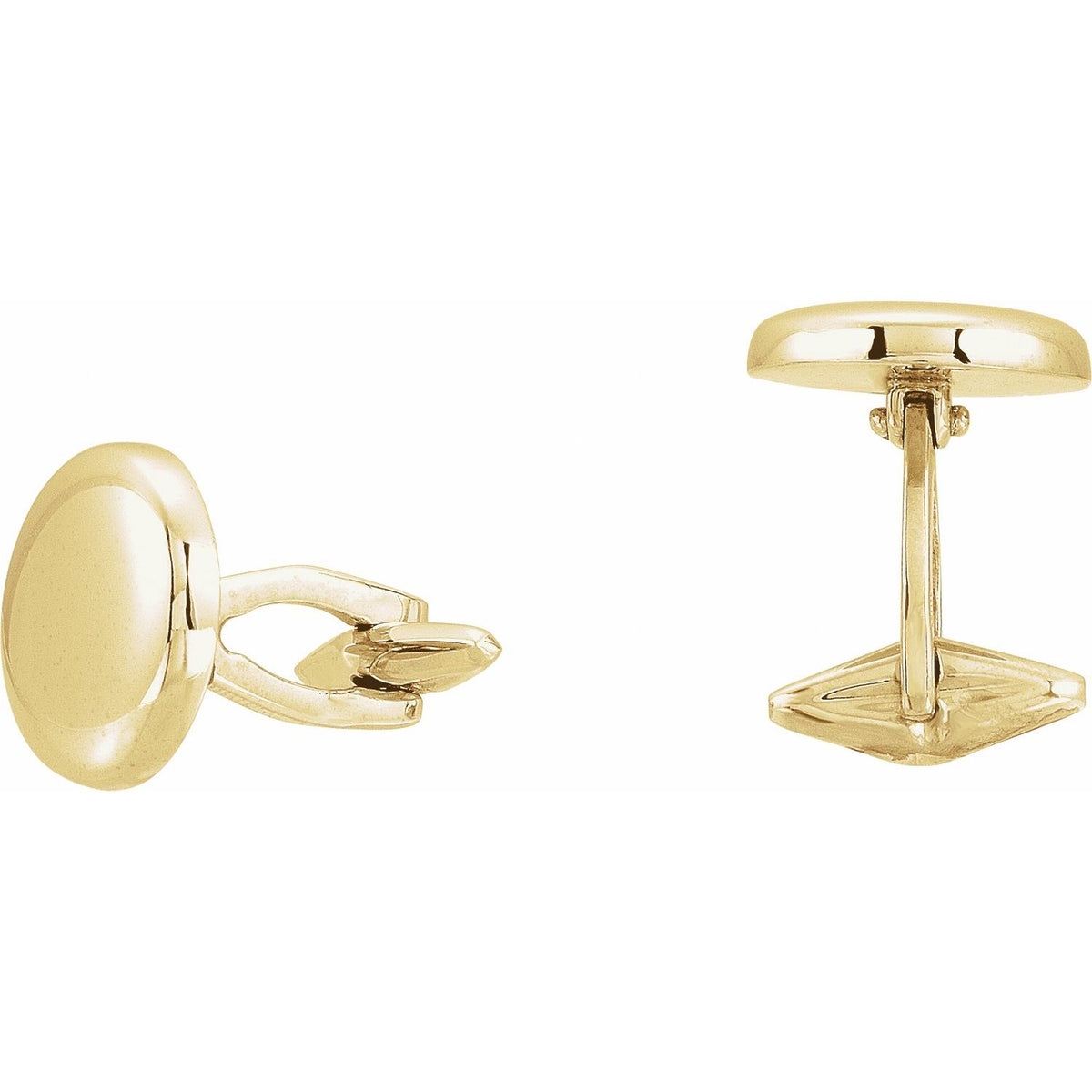 14K Yellow Gold Round Cuff Links