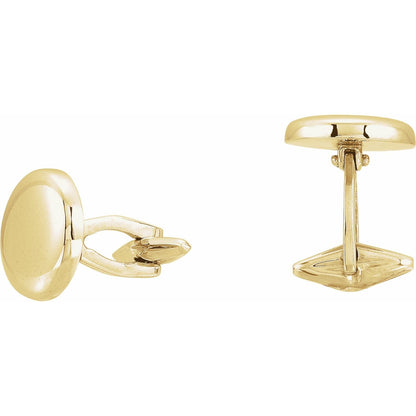 14K Yellow Gold Round Cuff Links