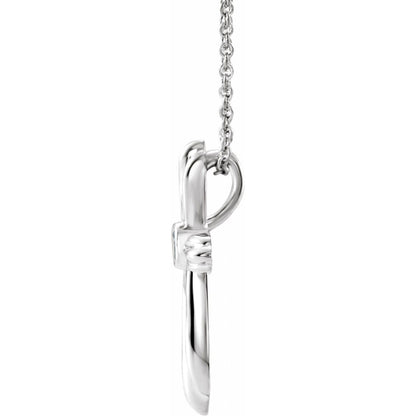 14K White Gold Natural Aquamarine Cross 16-18" Necklace, 20.5 x 15.6 mm