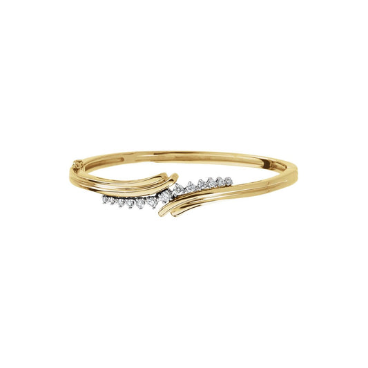 14K Yellow/White Gold 1/2 CTW Natural Diamond Bangle 7 1/2" Bracelet