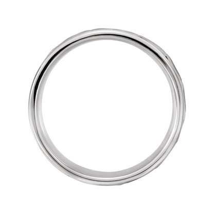 14K White Gold Rope Edge Woven-Design Comfort-Fit Flat Band