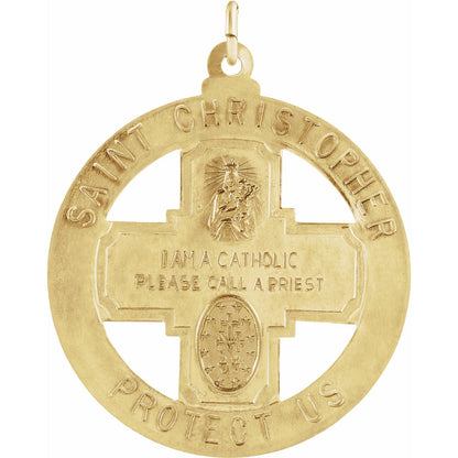 14K Yellow Gold St. Christopher Four-Way Air, Land & Sea Medal