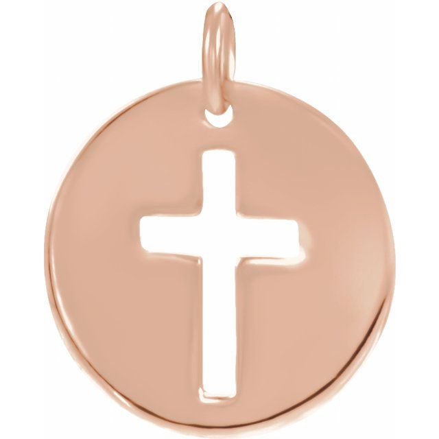14K Rose Gold .08 CTW Natural Diamond Pierced Cross Pendant