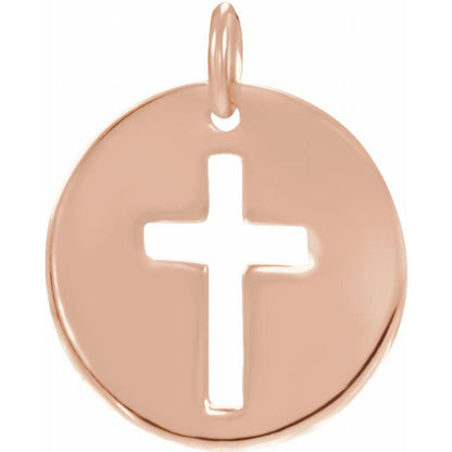 14K Rose Gold .08 CTW Natural Diamond Pierced Cross Pendant