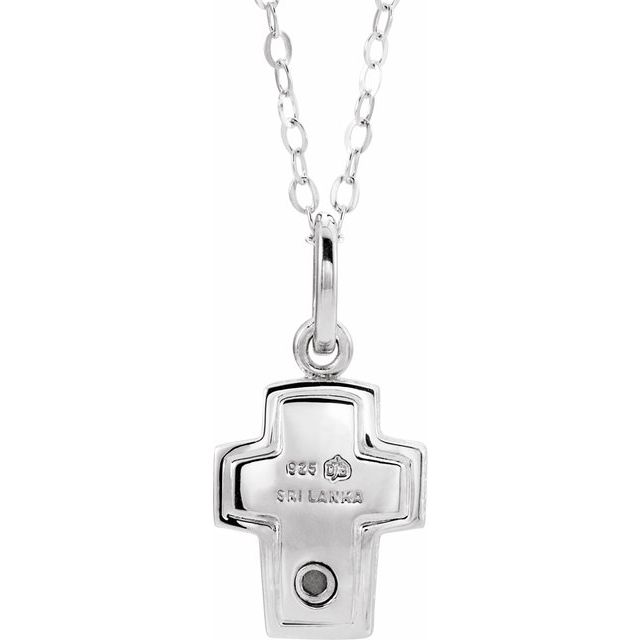 Sterling Silver Cross Ash Holder 18" Necklace, 22.75 x 14 mm