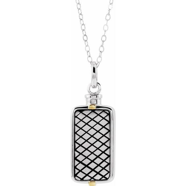 Sterling Silver Rectangle Ash Holder 18" Necklace
