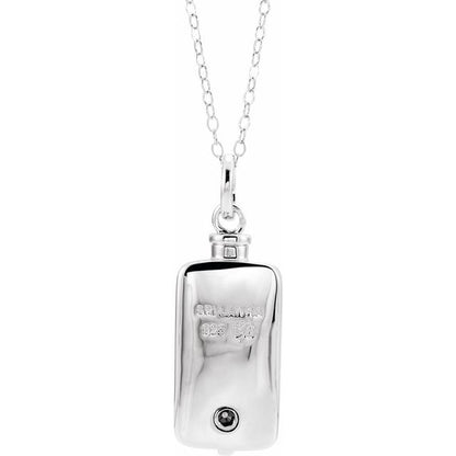 Sterling Silver Rectangle Ash Holder 18" Necklace