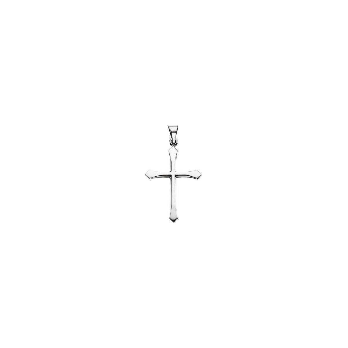 14K White Gold 28.5x21 mm Cross Pendant