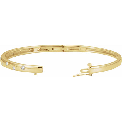 14K Yellow Gold 1/2 CTW Lab-Grown Diamond Bangle 6 3/4" Bracelet