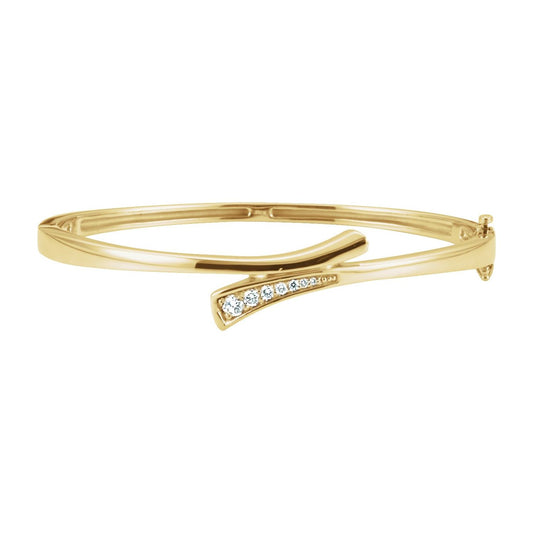 14K Yellow Gold 1/4 CTW Natural Diamond 6 1/2" Bangle Bracelet