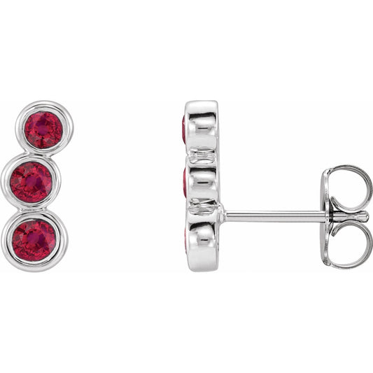 14K White Gold Natural Ruby Ear Climbers