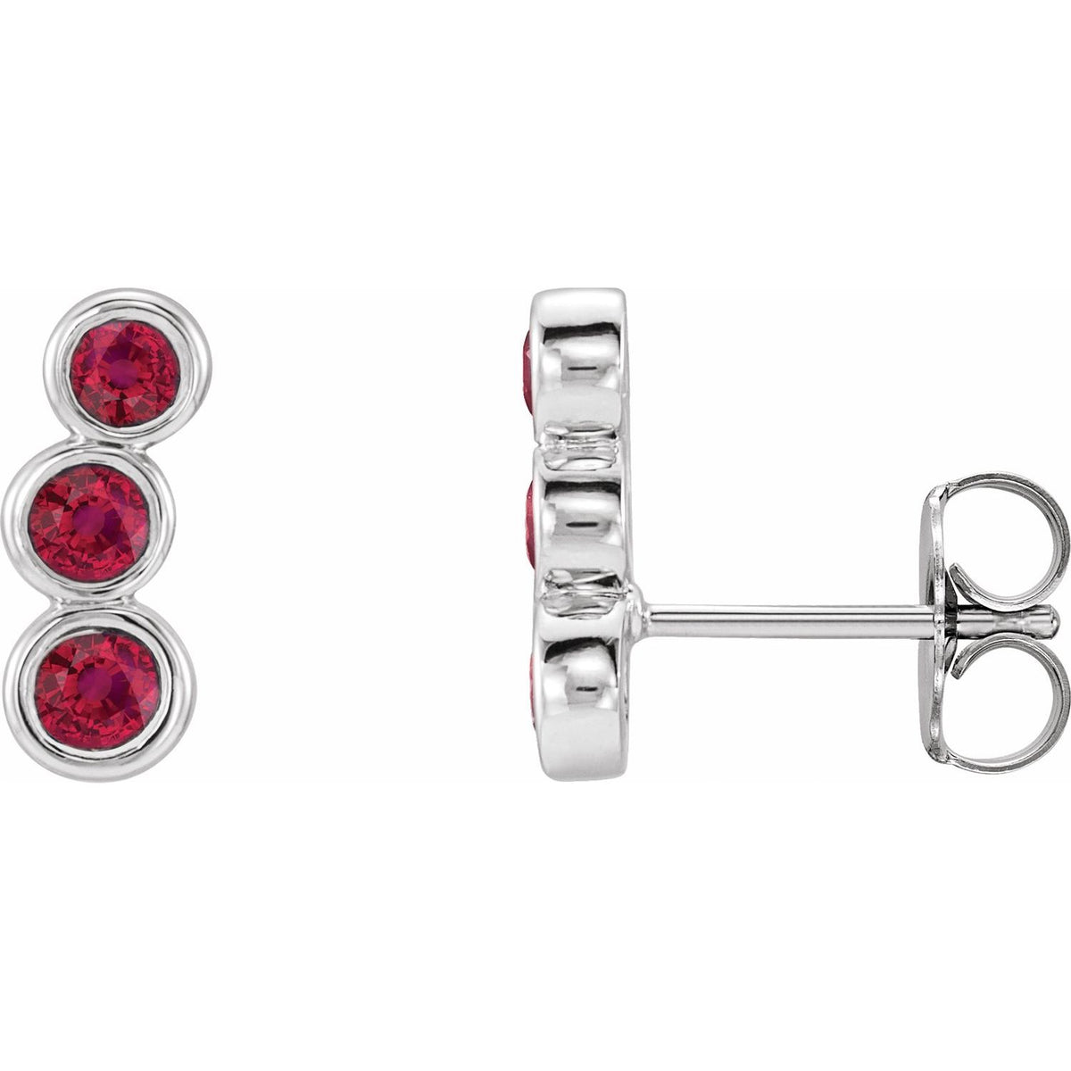 14K White Gold Lab-Grown Ruby Ear Climbers