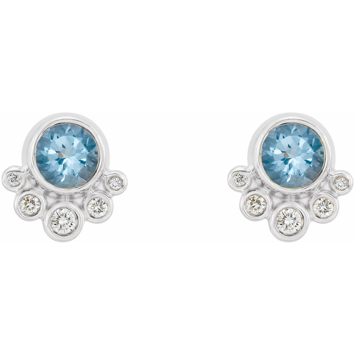 14K White Gold Natural Aquamarine & 1/8 CTW Natural Diamond Earrings, 9.8 mm x 10 mm