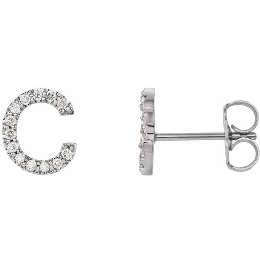 1/10 CTW Natural Diamond Initial Earrings