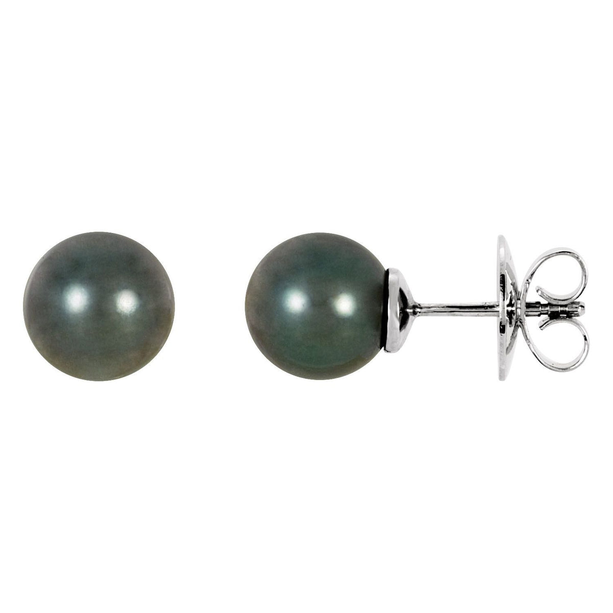 14K Palladium White Gold Cultured Gray Tahitian Pearl Earrings