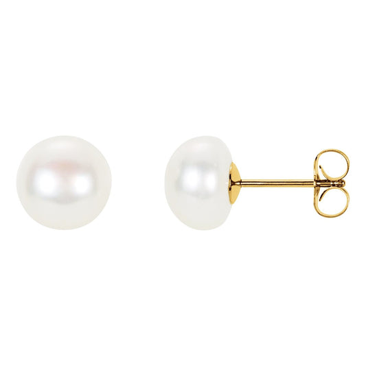 14K Yellow Gold Panache® Cultured White Freshwater Pearl Stud Earrings (61661)