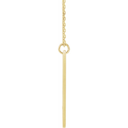 14K Yellow Gold Engravable Pierced Cross Bar 16-18" Necklace, 18 x 7.9 mm