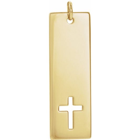 Engravable Pierced Cross Bar Pendant