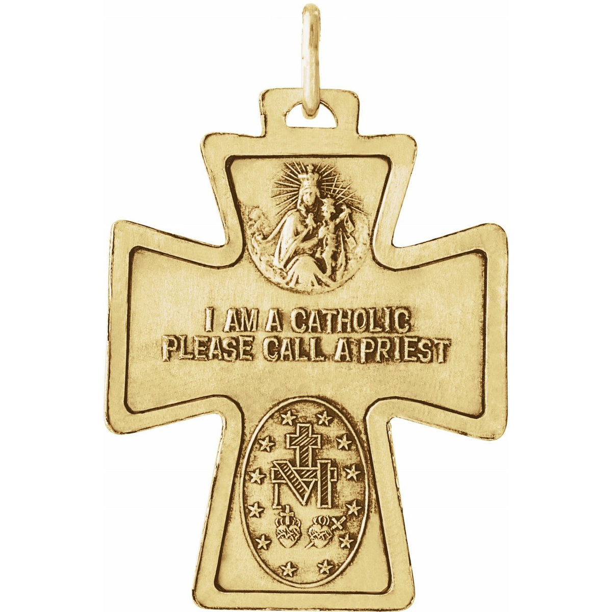 14K Yellow Gold 28x23. Four-Way Cross Medal