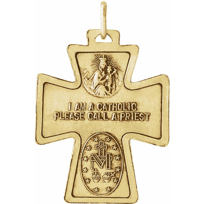 14K Yellow Gold 28x23. Four-Way Cross Medal