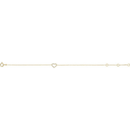 .06 CTW Natural Diamond Heart 6-7" Bracelet