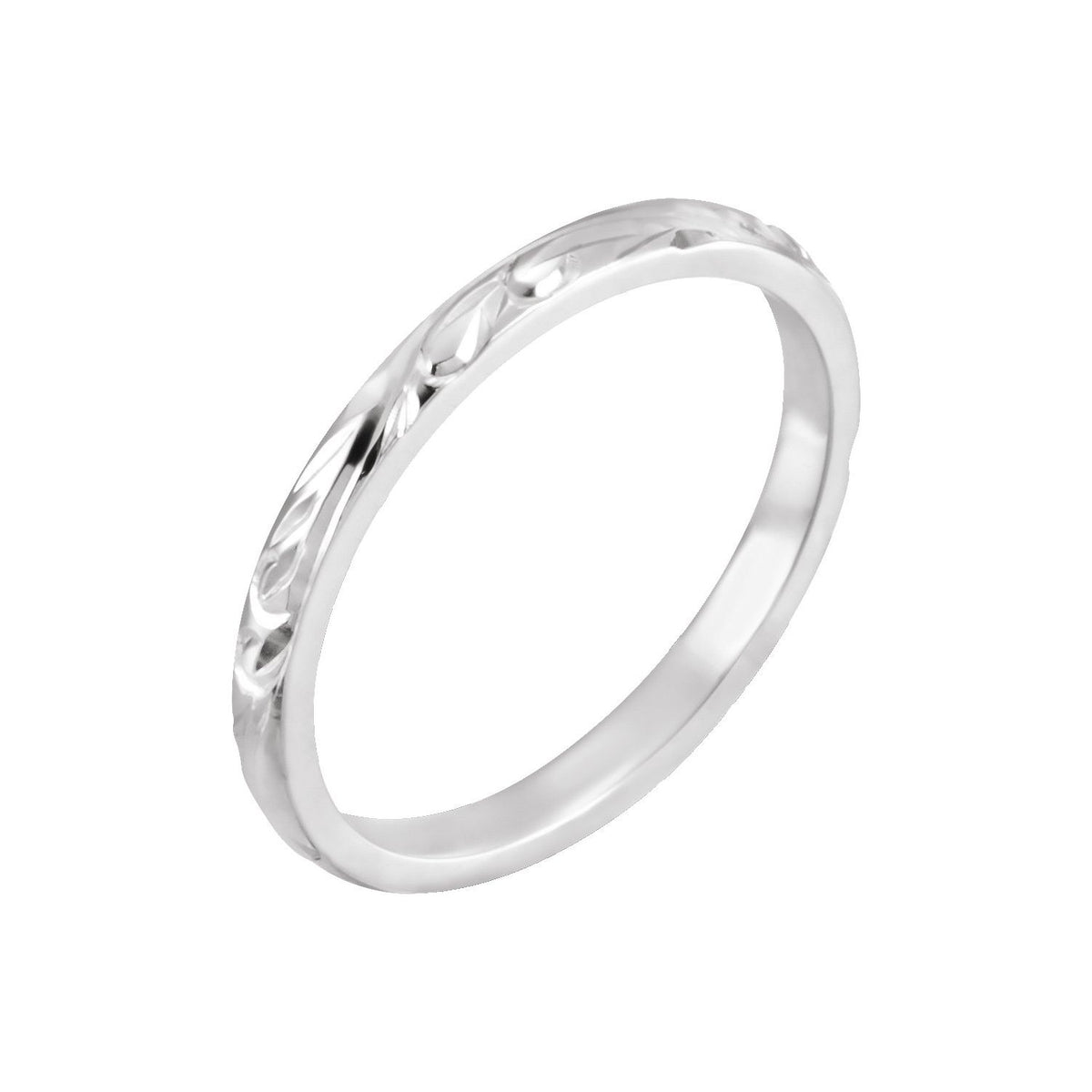 Platinum Hand-Engraved Band, 2 mm, Style 2