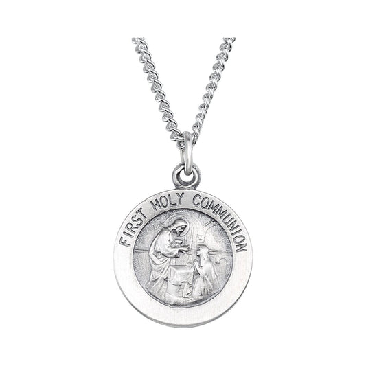 Sterling Silver First Communion Medal 18" Necklace