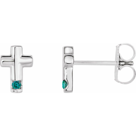 Sterling Silver Natural Alexandrite Cross Earrings