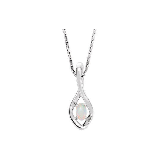 Sterling Silver Natural White Opal 16-18" Necklace