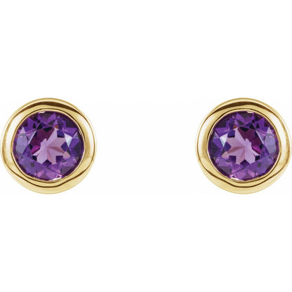 Natural Amethyst Bezel-Set Earrings