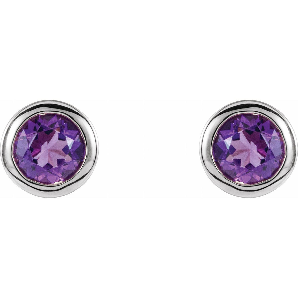 Natural Amethyst Bezel-Set Earrings