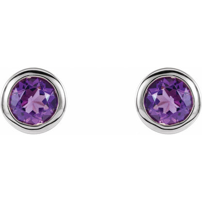 Natural Amethyst Bezel-Set Earrings