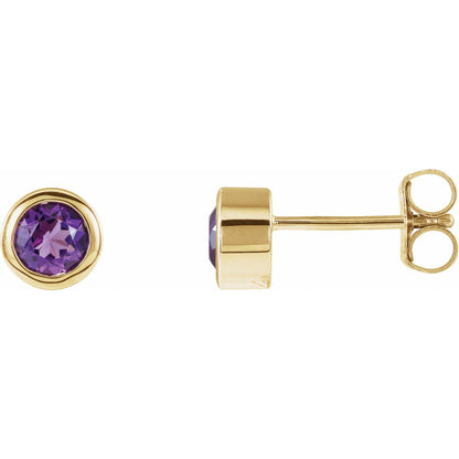Natural Amethyst Bezel-Set Earrings