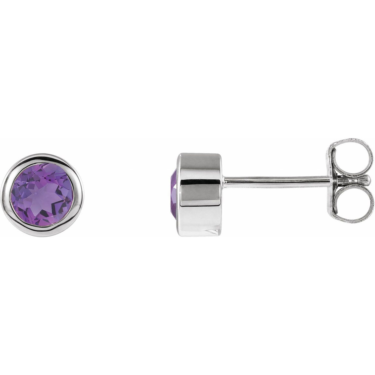 Natural Amethyst Bezel-Set Earrings
