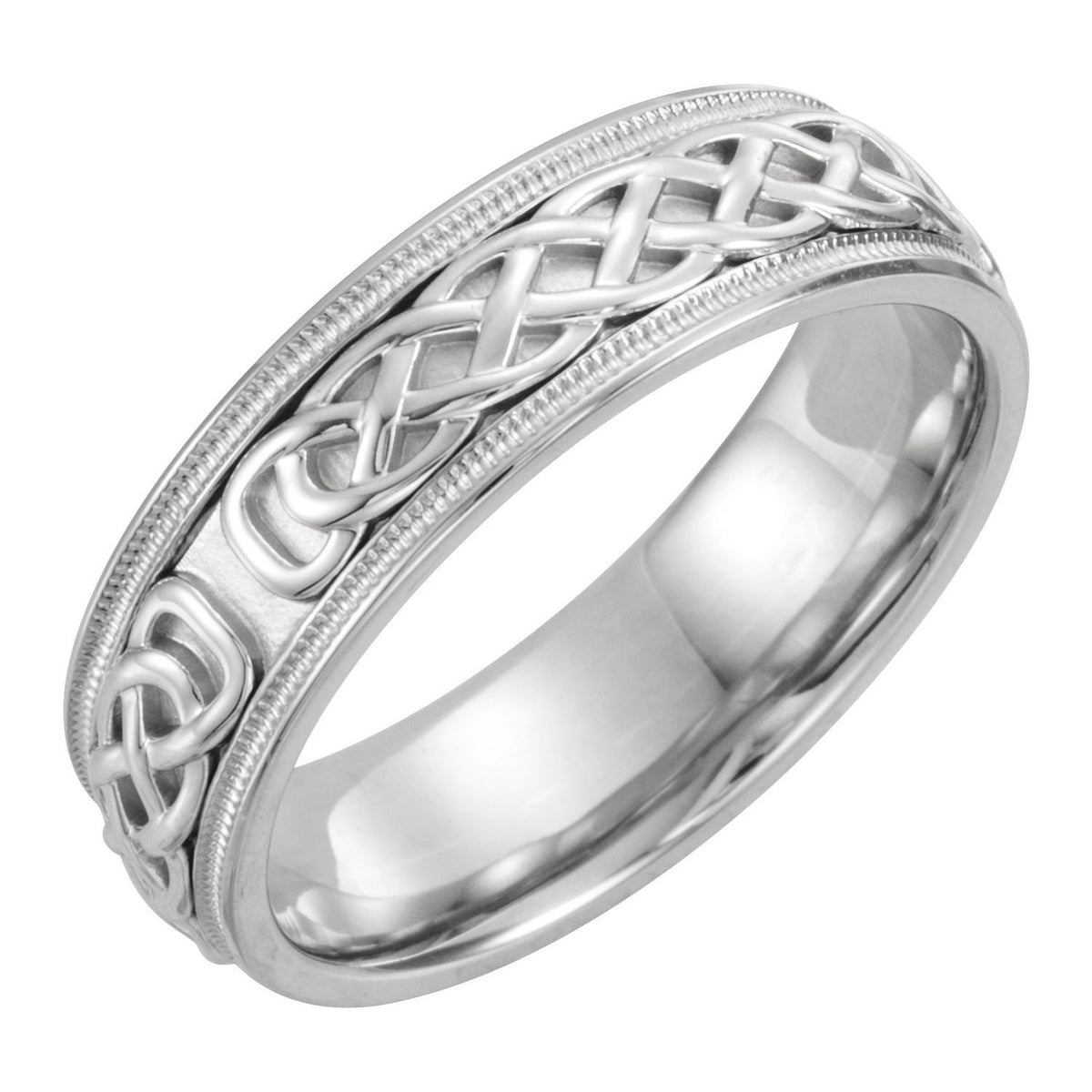 14K White Gold Milgrain Celtic-Inspired Band