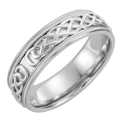 14K White Gold Milgrain Celtic-Inspired Band