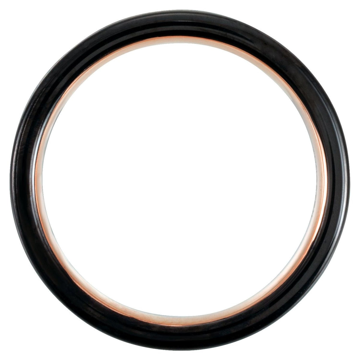 Black & 18K Rose Gold PVD Tungsten Grooved Comfort-Fit Band, 6 mm, Style 2