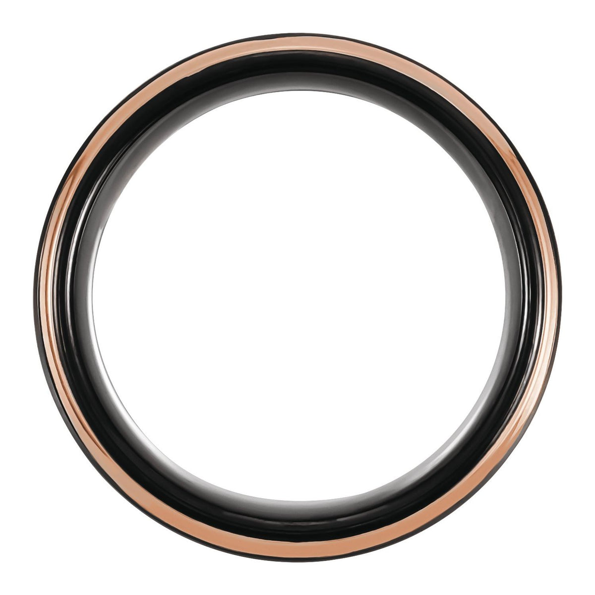 18K Rose Gold PVD & Black PVD Tungsten Stepped-Edge Comfort-Fit Flat Band, 8 mm, Style 2