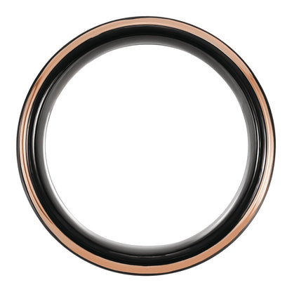 18K Rose Gold PVD & Black PVD Tungsten Stepped-Edge Comfort-Fit Flat Band, 8 mm, Style 2