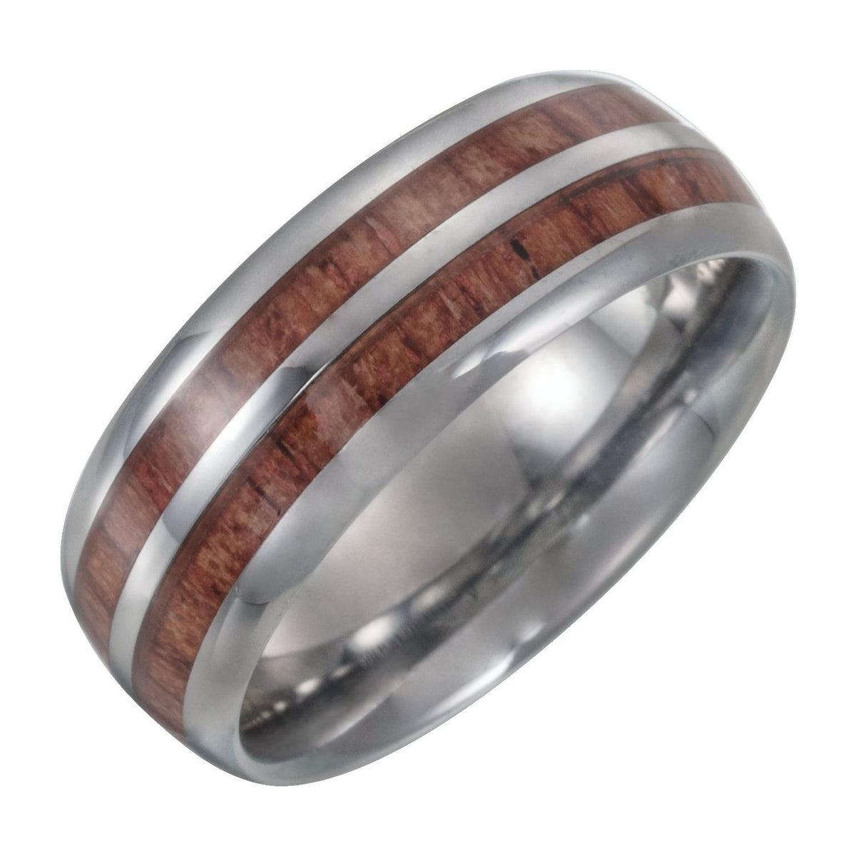 Tungsten Rose Wood Inlay Comfort-Fit Band